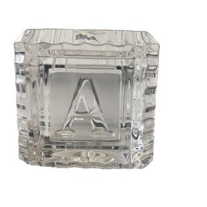 Waterford Crystal ABC Baby Building Block Paperweight 2" Alphabet Clear Gift